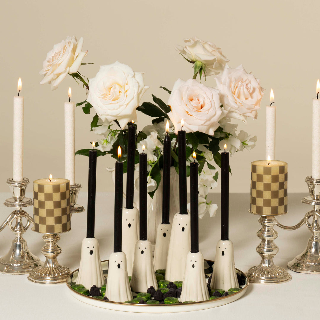 Ghost Candleholders + Black Candle